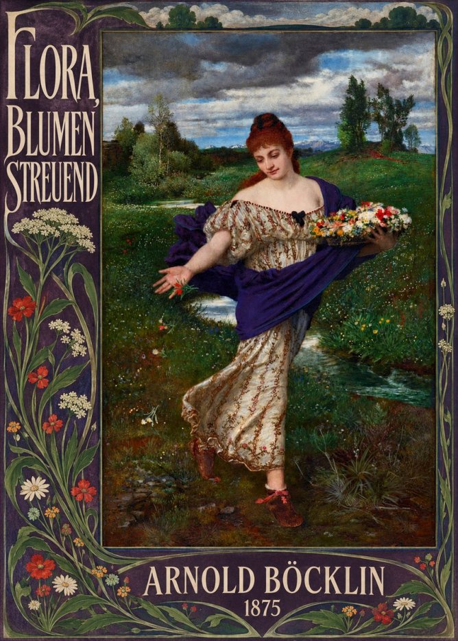 Arnold Böcklin Flora, Blumen Streuend II No5 - Plakat