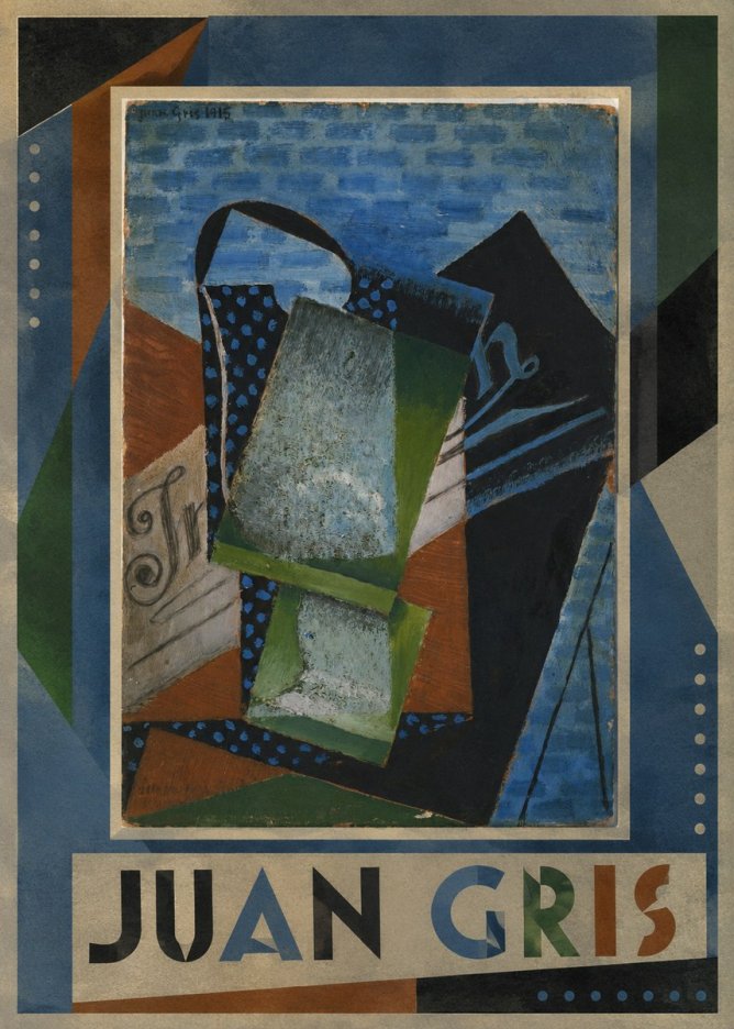 Juan Gris Still Life with Fruit Bowl and Bottle No1 - Plakat