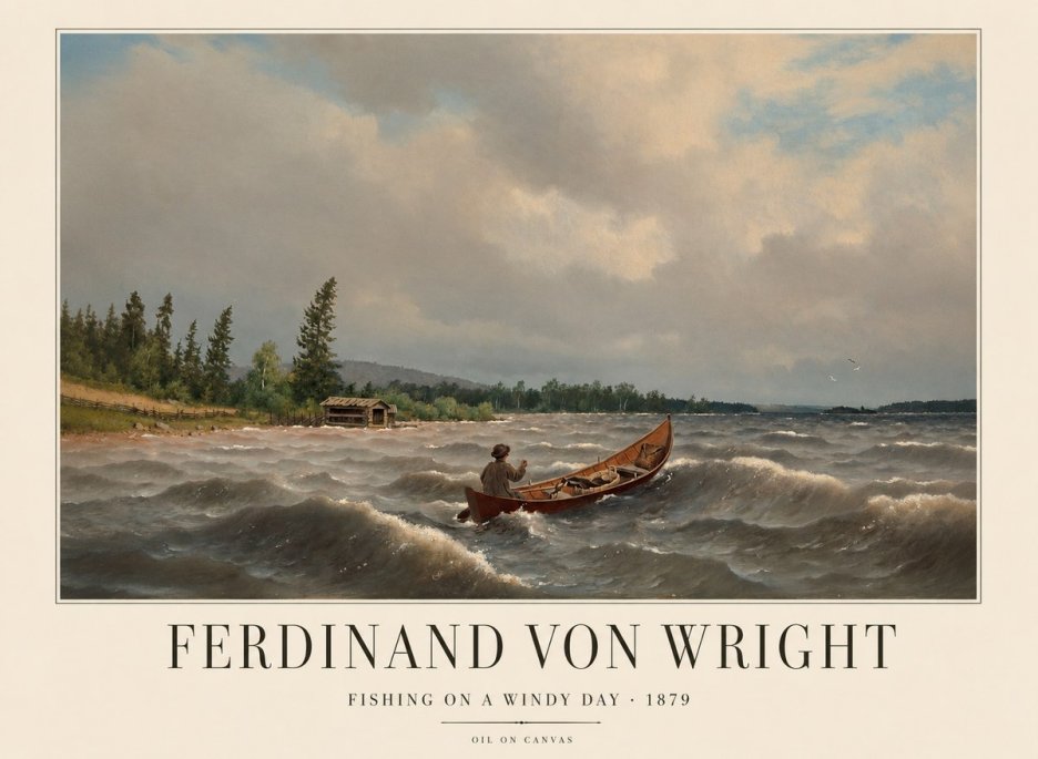 Ferdinand von Wright Fishing on a Windy Day No1 - Plakat