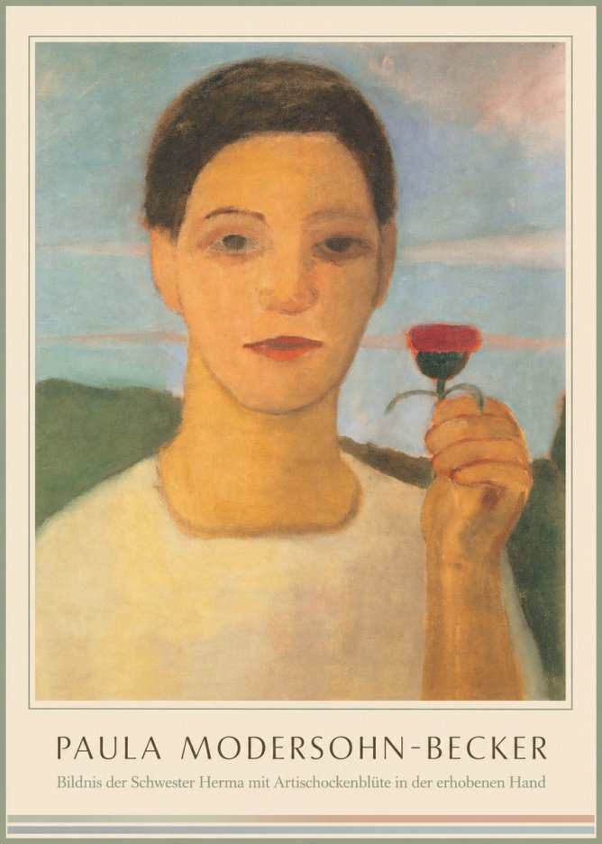 Paula Modersohn-Becker Bildnis Der Schwester Herma Mit Artischockenblüte in Der Erhobenen Hand No1 - Plakat