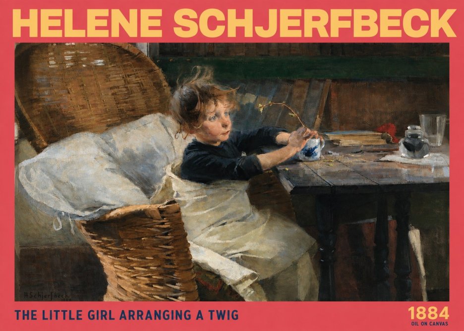 Helene Schjerfbeck The Little Girl Arranging a Twig No2 - Plakat