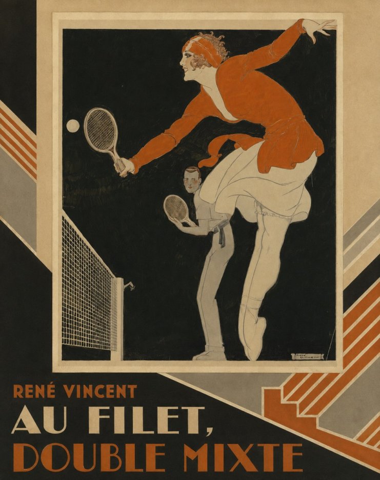 René Vincent Au Filet, Double Mixte No2 - Plakat