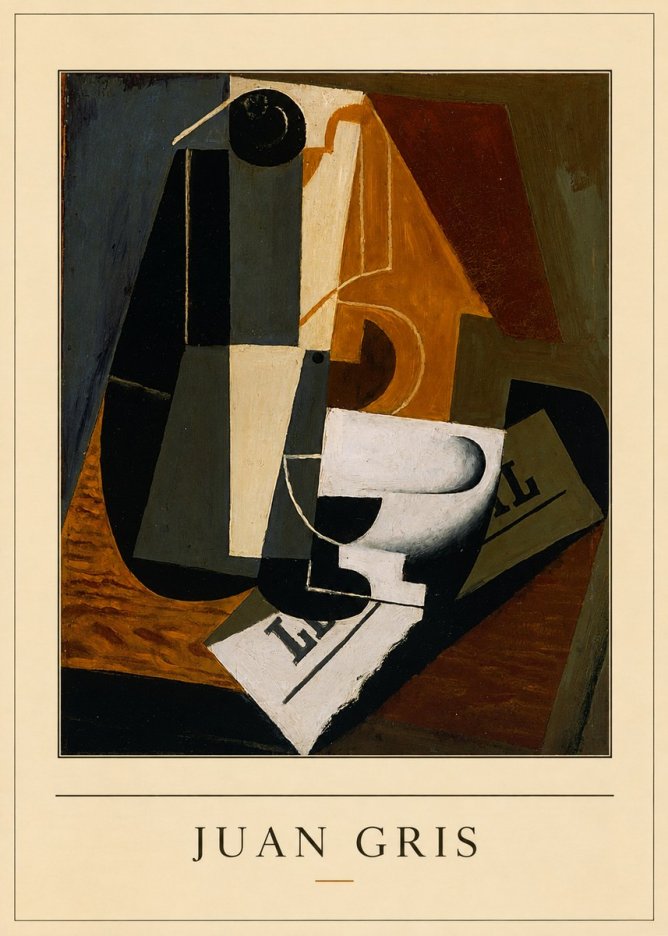 Juan Gris Glass and Bottle No4 - Plakat