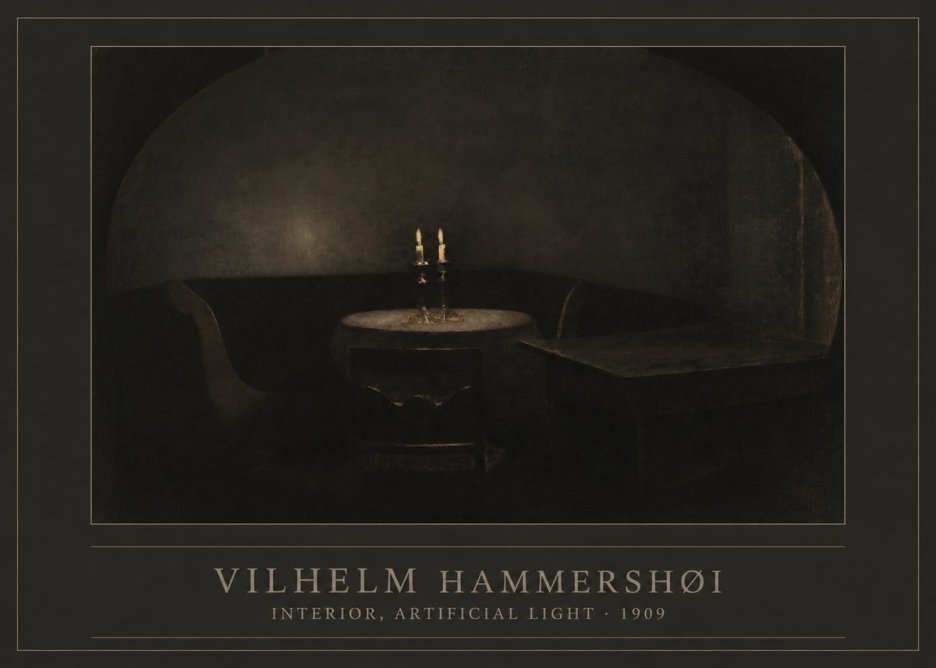 Vilhelm Hammershøi Interior, Artificial Light No1 - Plakat