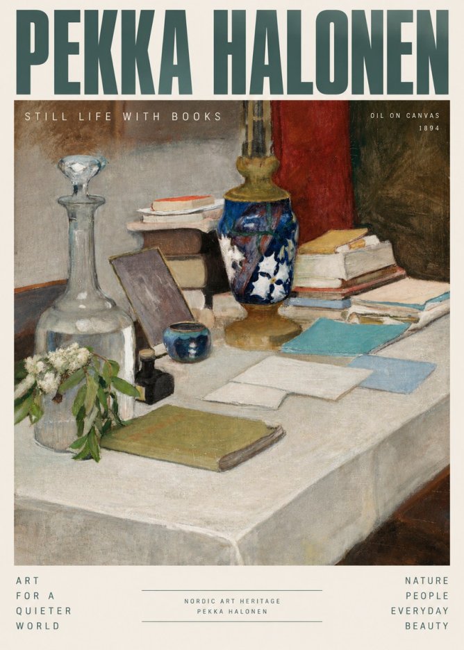 Pekka Halonen Still Life with Books No3 - Plakat