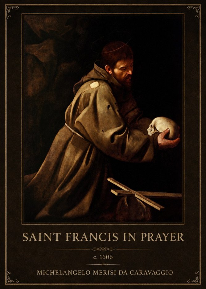 Michelangelo Merisi da Caravaggio Saint Francis in Prayer II No1 - Plakat