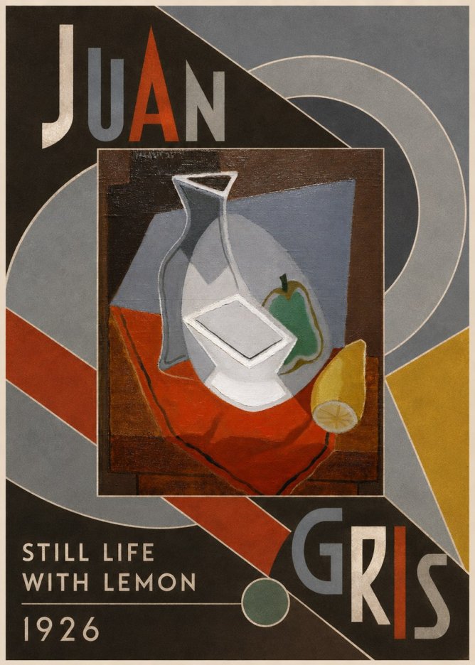 Juan Gris Still Life with Lemon No5 - Plakat