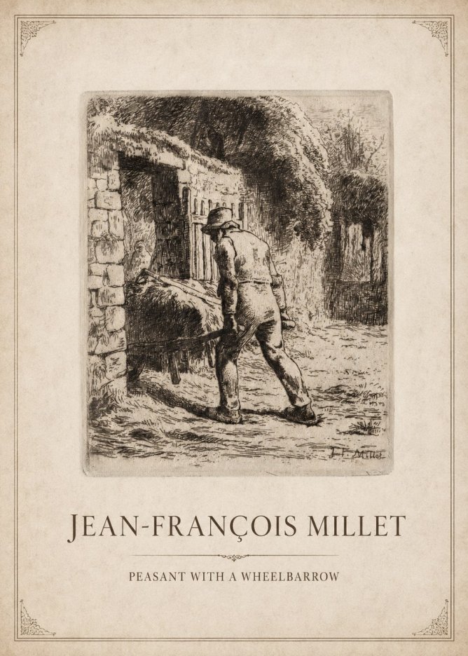 Jean-François Millet Peasant with a Wheelbarrow No1 - Plakat