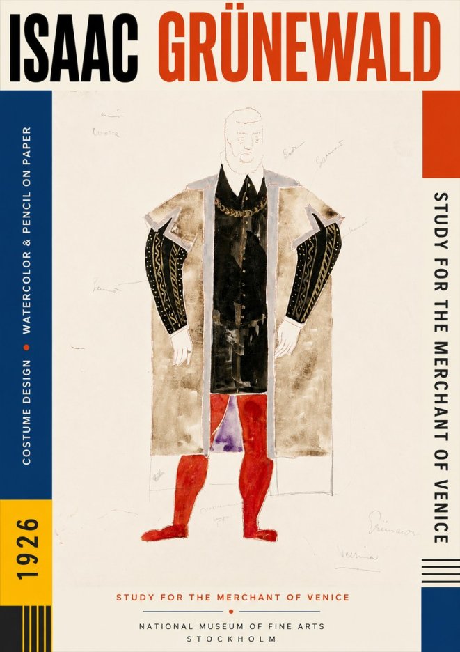 Isaac Grünewald Study for the Merchant of Venice No4 - Plakat