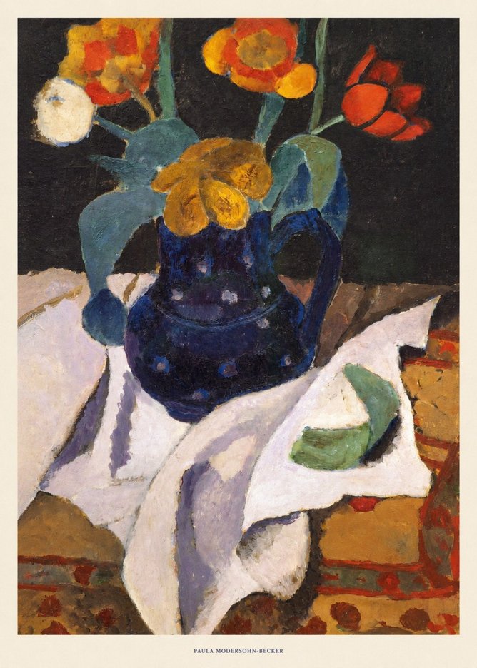Paula Modersohn-Becker Still Life with Blue Jug and Flowers No6 - Plakat
