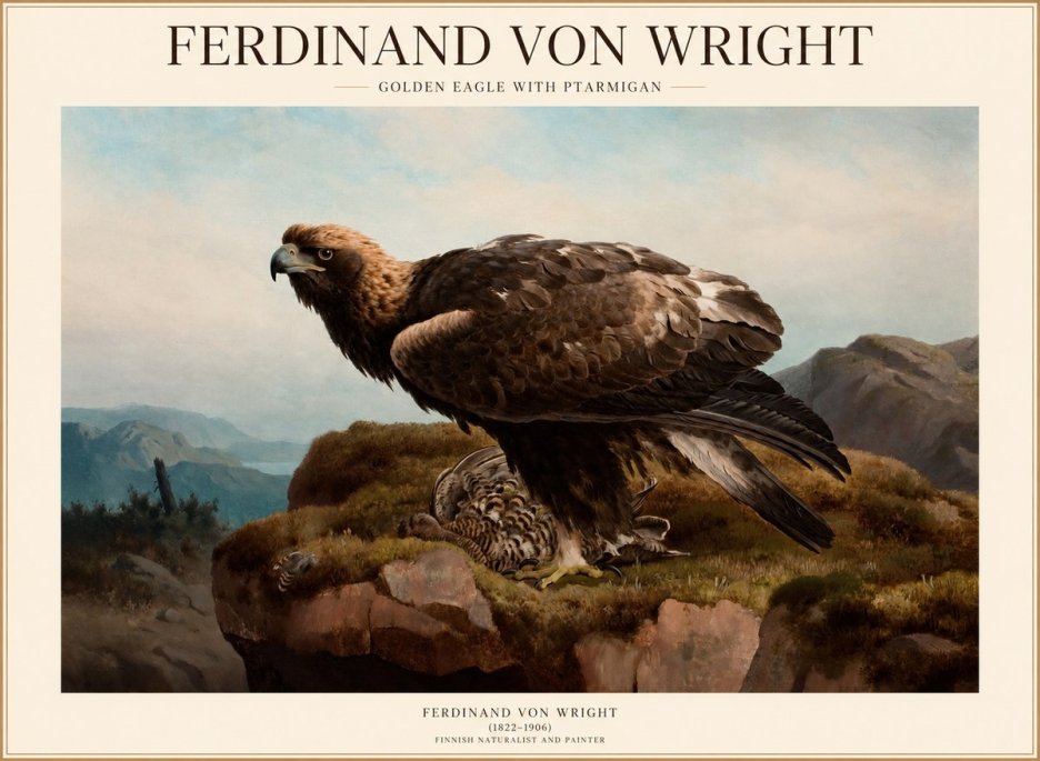 Ferdinand von Wright Golden Eagle with Ptarmigan No1 - Plakat