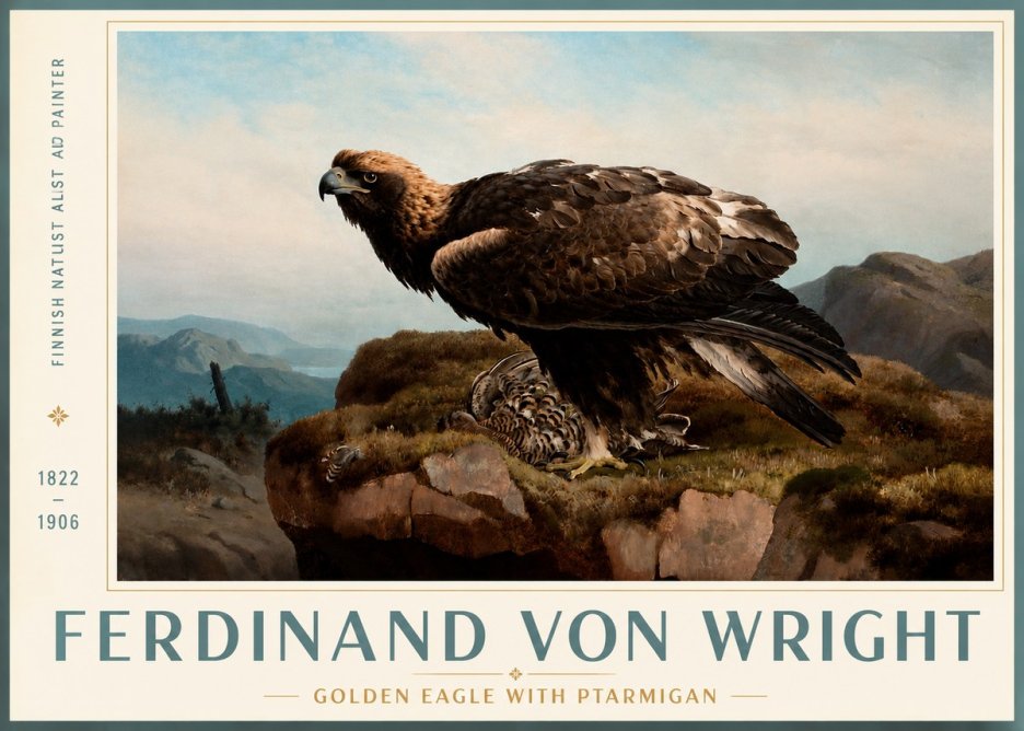 Ferdinand von Wright Golden Eagle with Ptarmigan No3 - Plakat