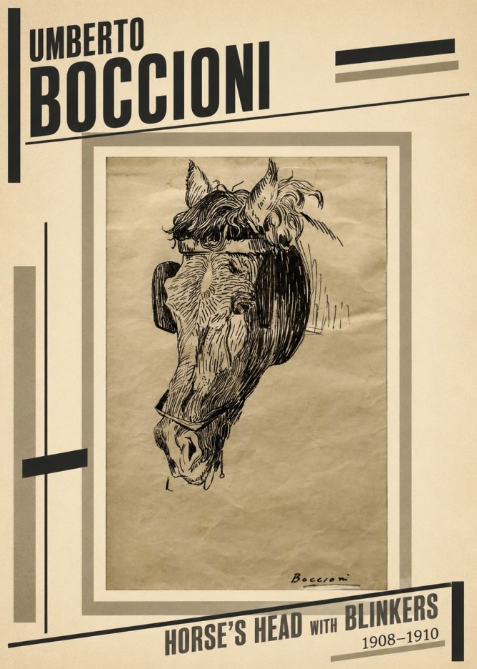 Umberto Boccioni Horse's Head with Blinkers No2 - Plakat