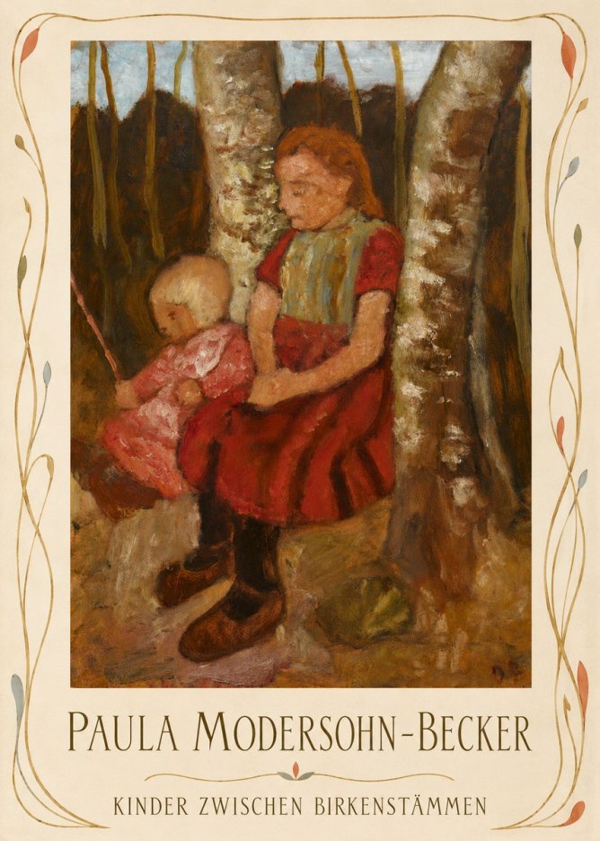 Paula Modersohn-Becker Kinder Zwischen Birkenstämmen No3 - Plakat