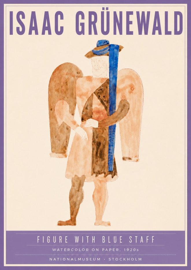 Isaac Grünewald Figure with Blue Staff No4 - Plakat