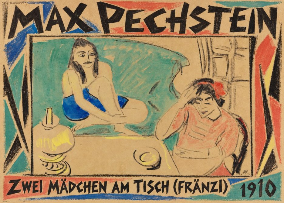 Max Pechstein Zwei Mädchen Am Tisch (Fränzi) No1 - Plakat