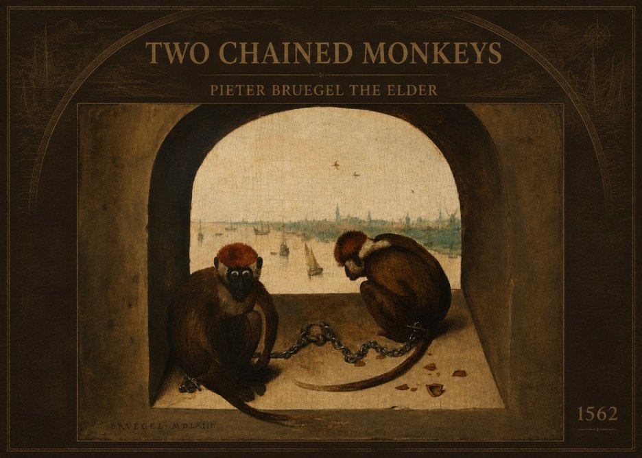 Pieter Bruegel Two Chained Monkeys I No5 - Plakat
