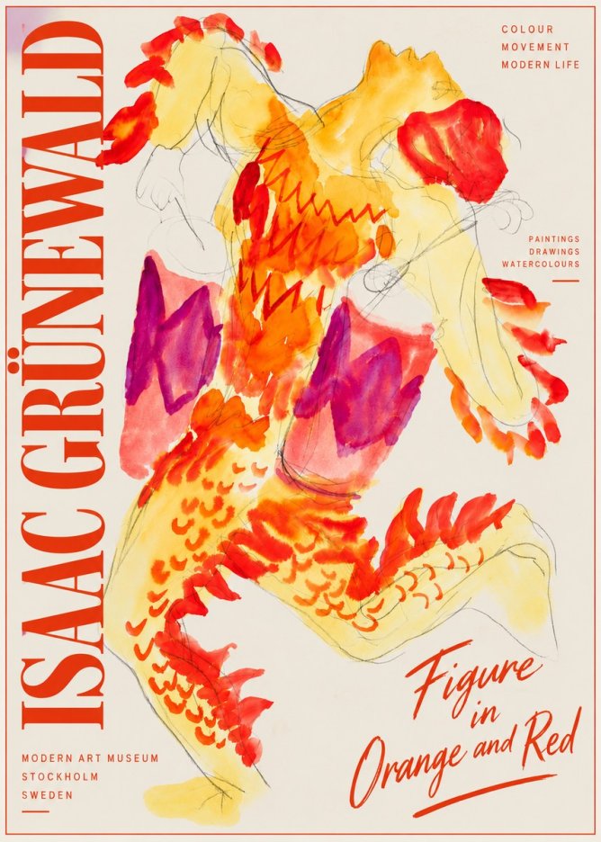 Isaac Grünewald Figure in Orange and Red No4 - Plakat