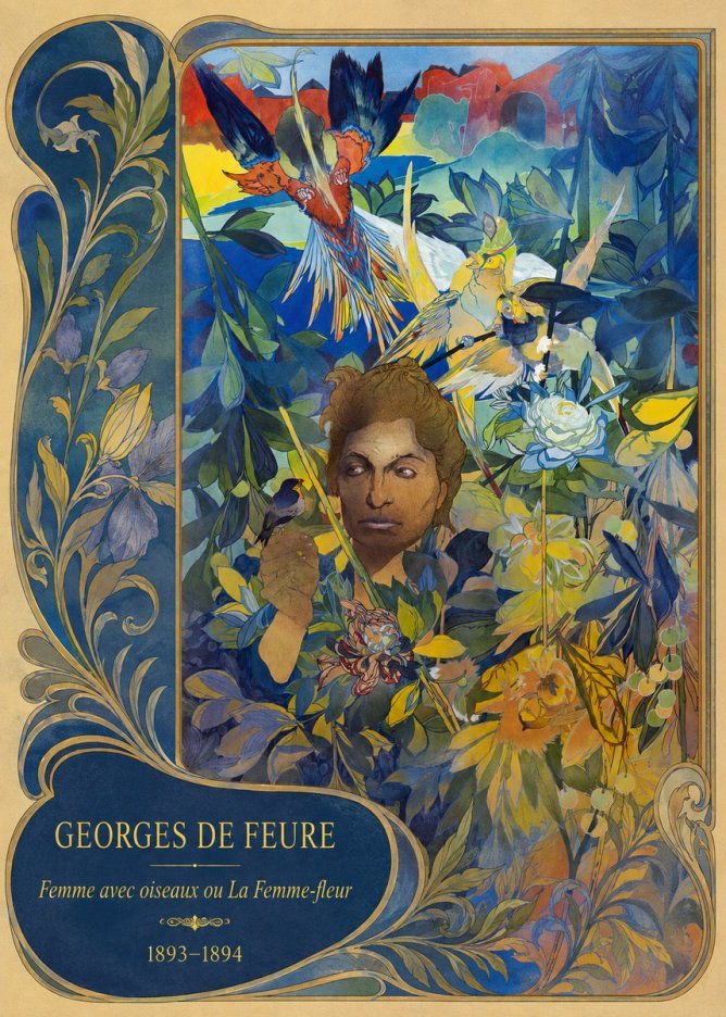Georges de Feure Femme Avec Oiseaux Ou La Femme-fleur No2 - Plakat