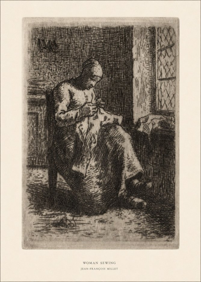 Jean-François Millet Woman Sewing No5 - Plakat