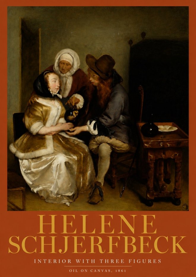 Helene Schjerfbeck Interior with Three Figures No2 - Plakat