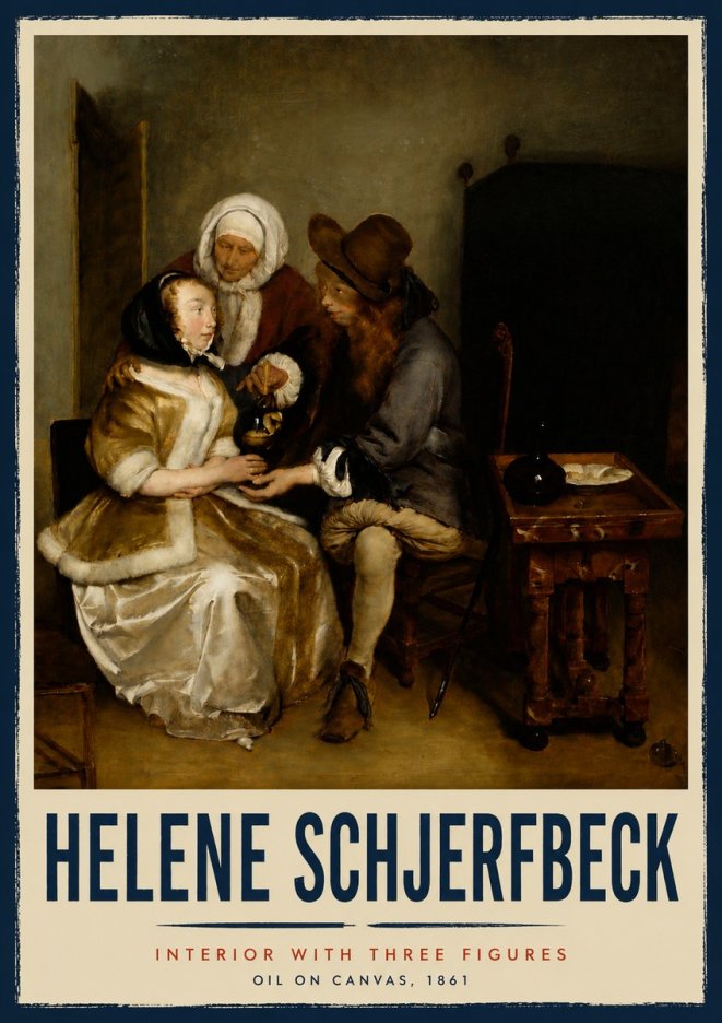 Helene Schjerfbeck Interior with Three Figures No5 - Plakat
