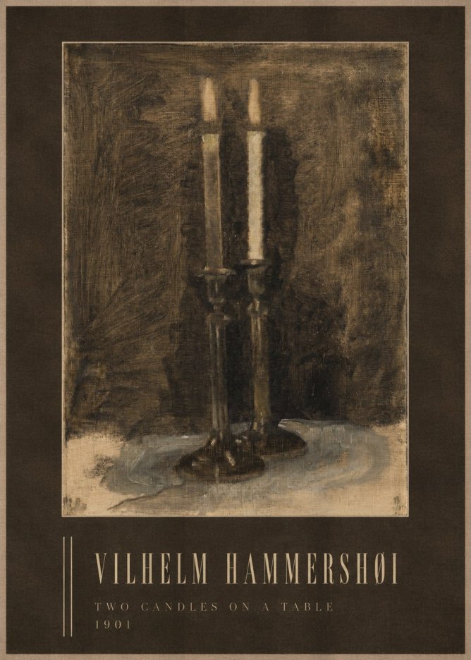 Vilhelm Hammershøi Two Candles on a Table No3 - Plakat