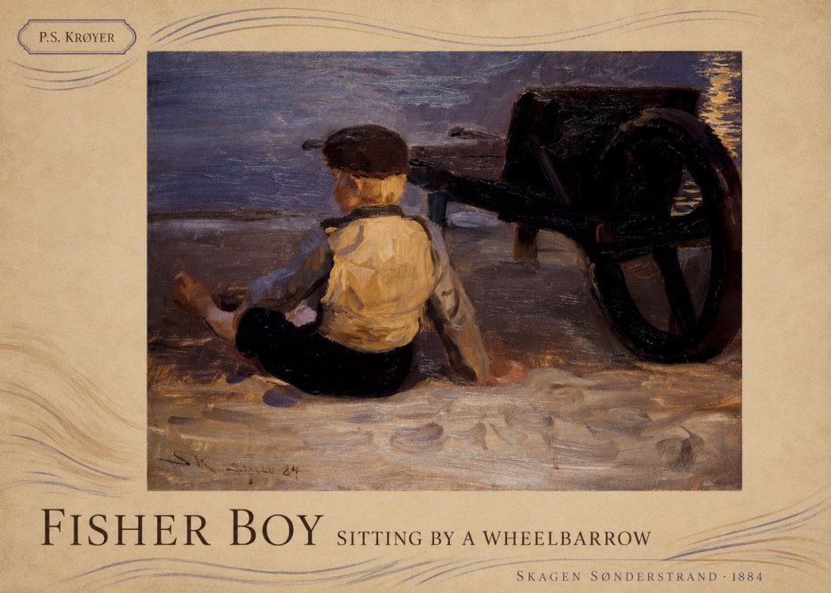 P.S. Krøyer Fisher Boy Sitting by a Wheelbarrow No4 - Plakat