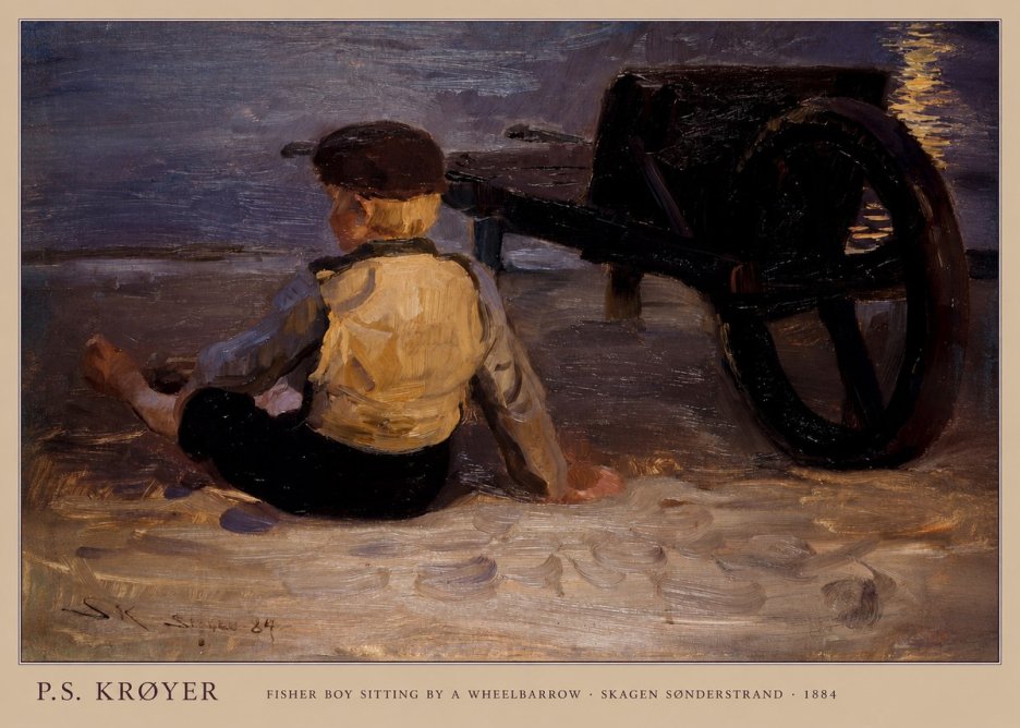 P.S. Krøyer Fisher Boy Sitting by a Wheelbarrow No6 - Plakat