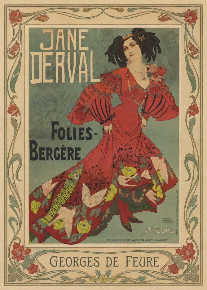Georges de Feure Jane Derval - Folies-bergère III No1 - Plakat