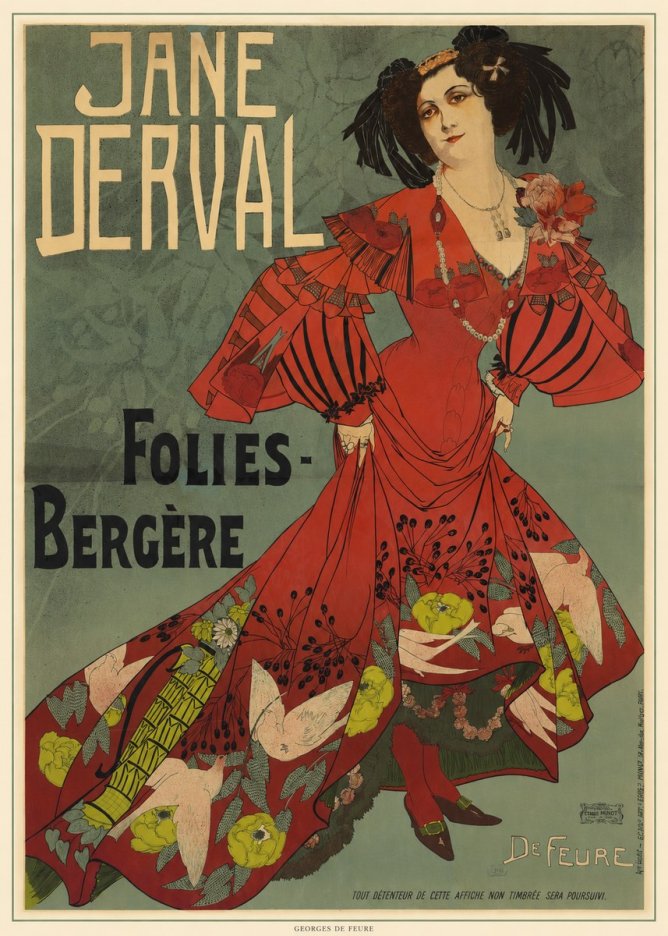 Georges de Feure Jane Derval - Folies-bergère III No5 - Plakat