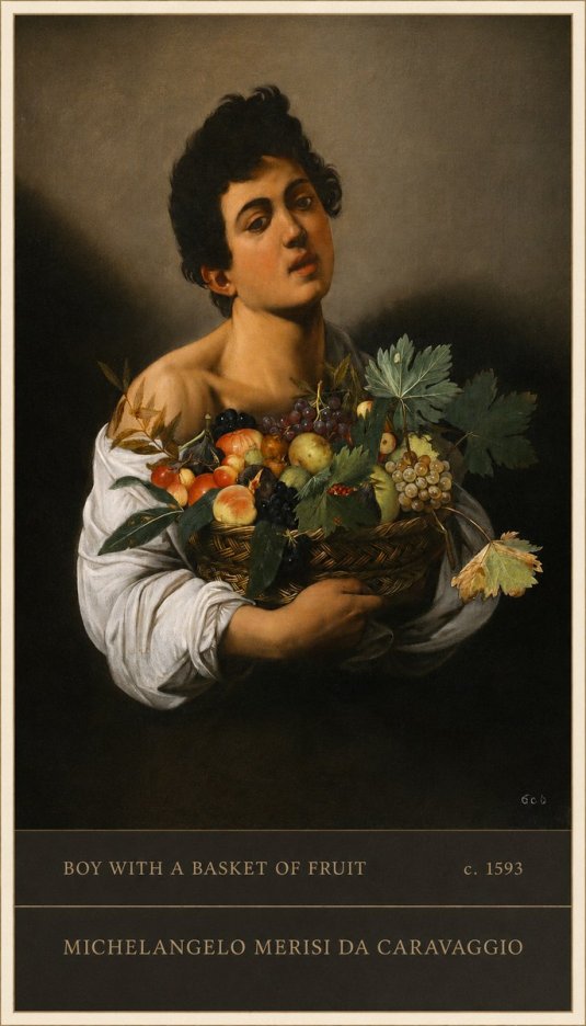 Michelangelo Merisi da Caravaggio Boy with a Basket of Fruit No5 - Plakat