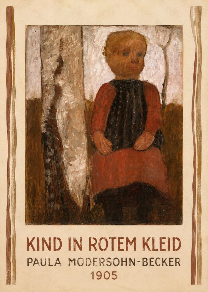 Paula Modersohn-Becker Kind in Rotem Kleid No4 - Plakat