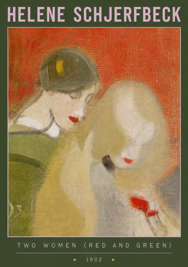 Helene Schjerfbeck Two Women (Red and Green) No3 - Plakat