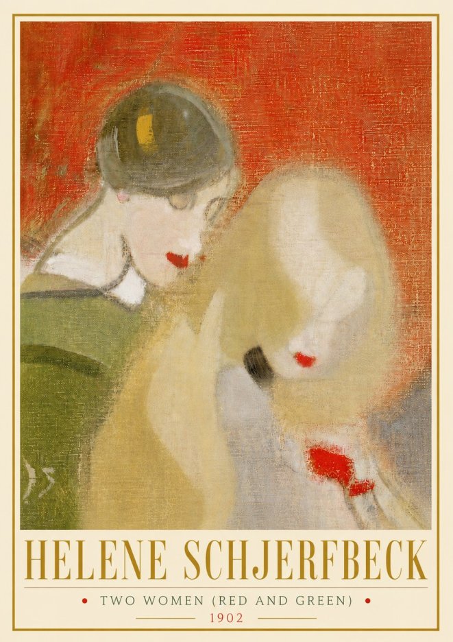 Helene Schjerfbeck Two Women (Red and Green) No5 - Plakat