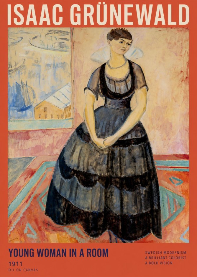 Isaac Grünewald Young Woman in a Room No2 - Plakat