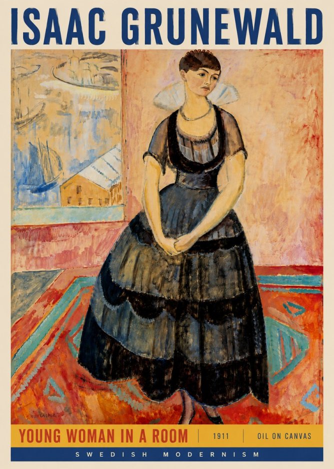 Isaac Grünewald Young Woman in a Room No4 - Plakat