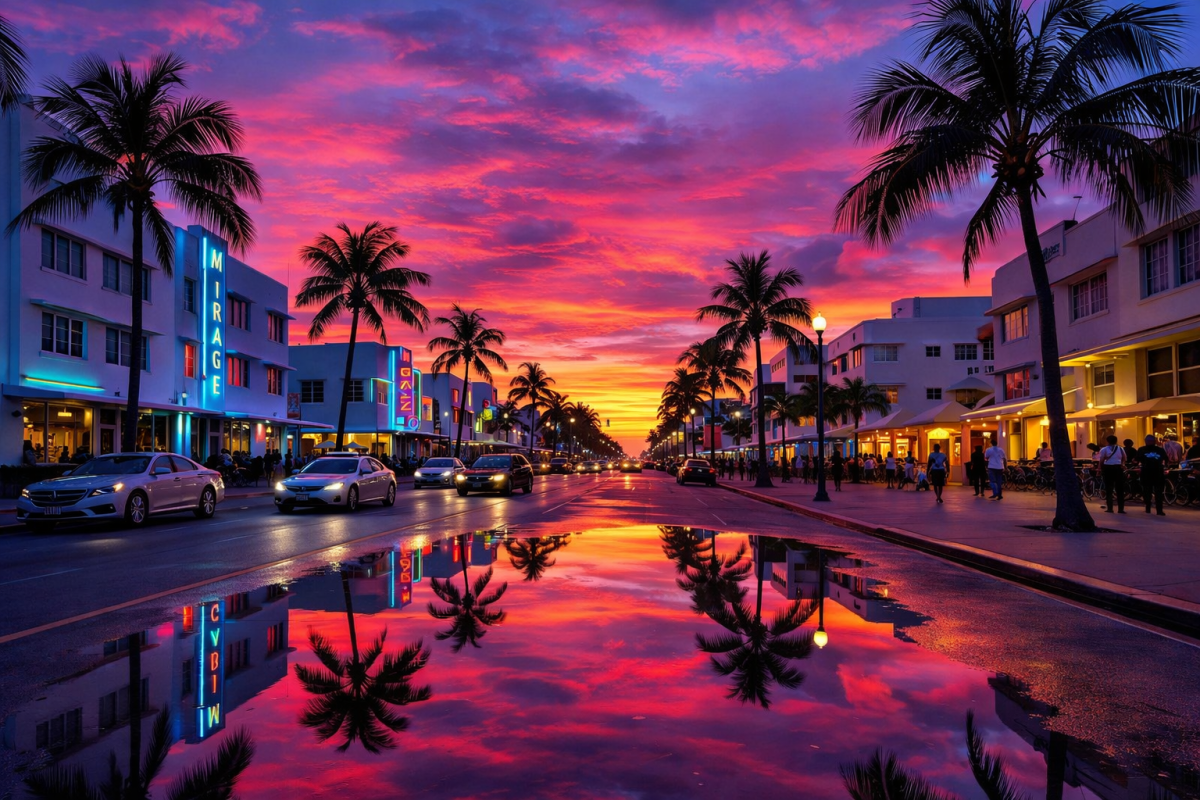 Neon Bay Reflection