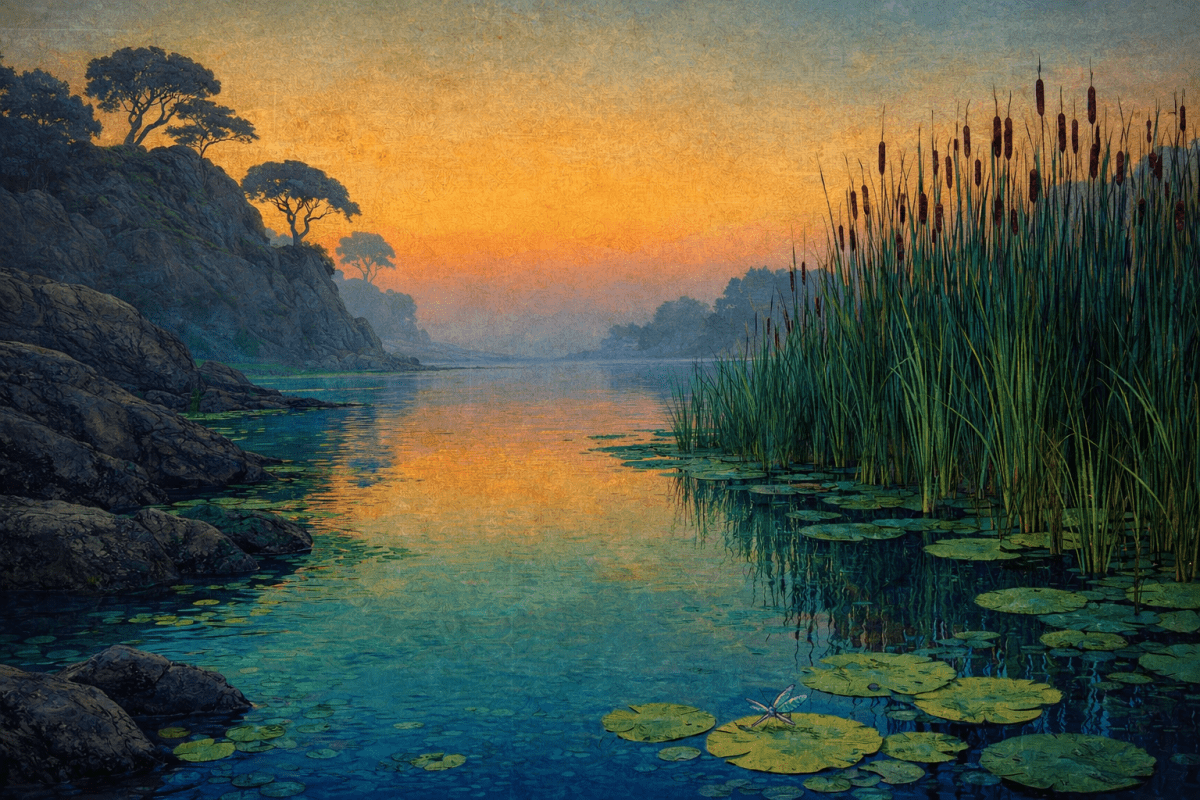 Frosted Riverbank Reflections