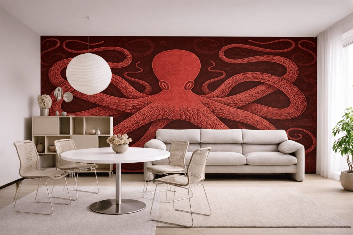 Crimson Octopus Embrace