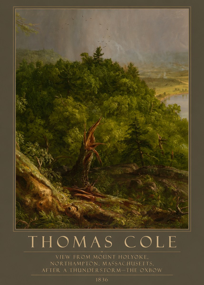 Thomas Cole View from Mount Holyoke, Northampton, Massachusetts, After a Thunderstorm—the Oxbow I No5 - Plakat