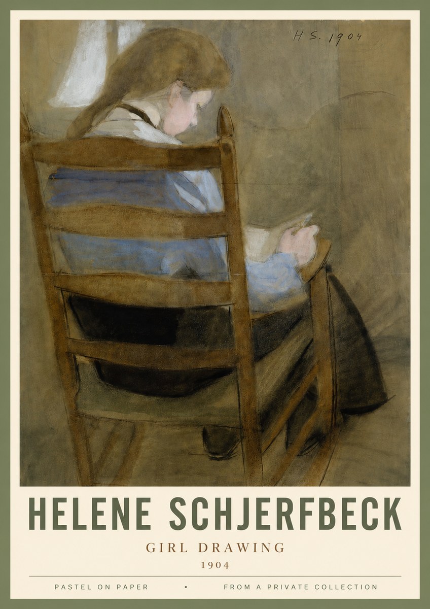 Helene Schjerfbeck Girl Drawing No3 - Plakat