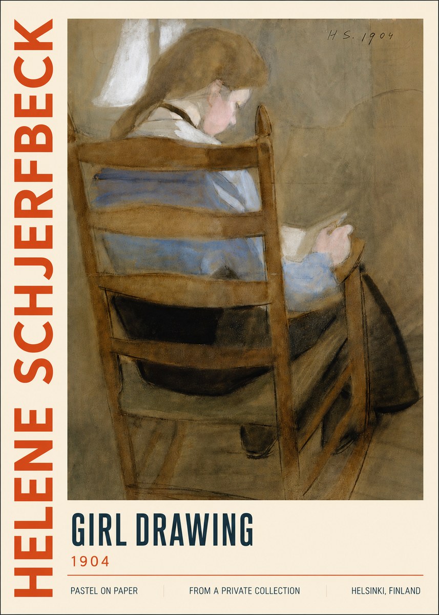 Helene Schjerfbeck Girl Drawing No5 - Plakat