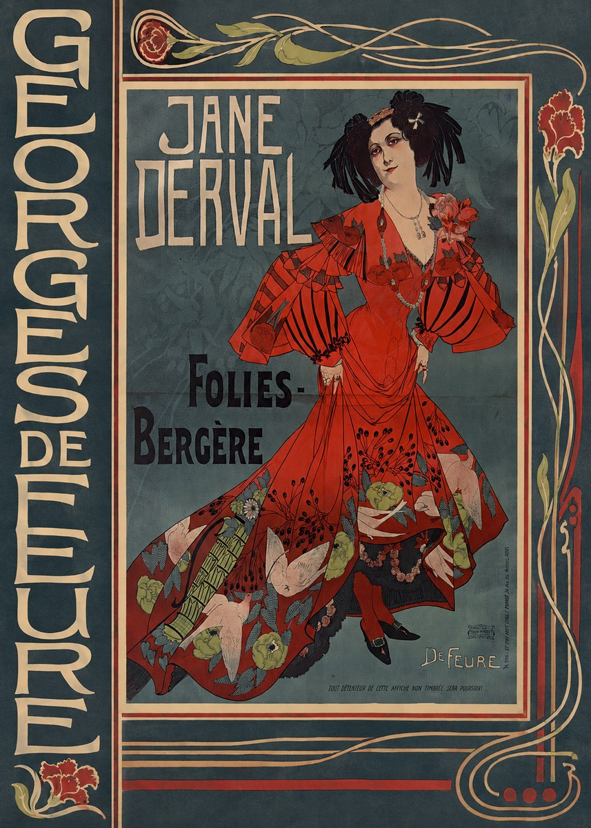 Georges de Feure Jane Derval - Folies-bergère I No3 - Plakat