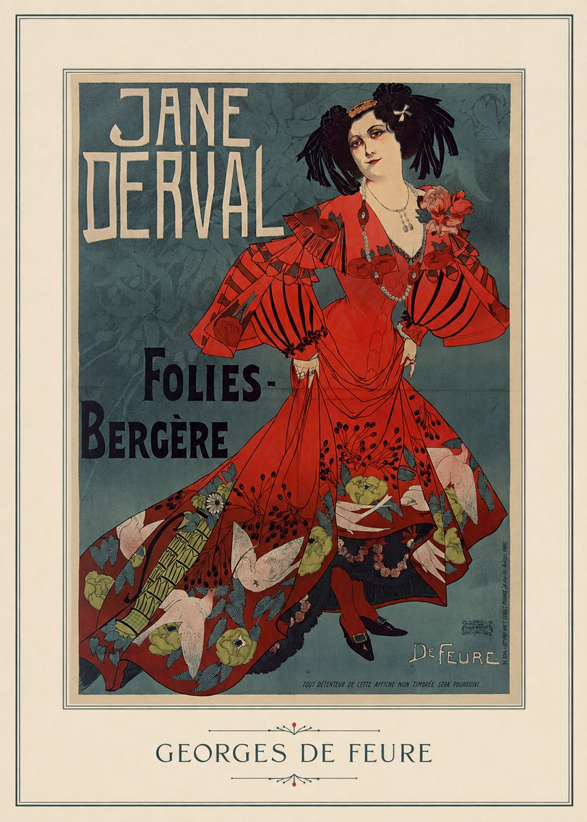 Georges de Feure Jane Derval - Folies-bergère I No4 - Plakat