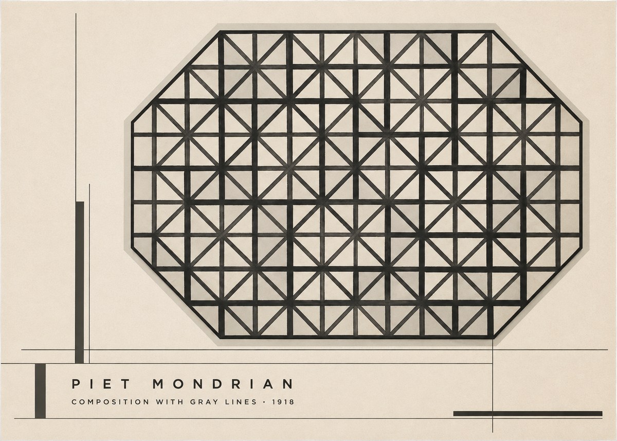 Piet Mondrian Composition with Gray Lines No2 - Plakat