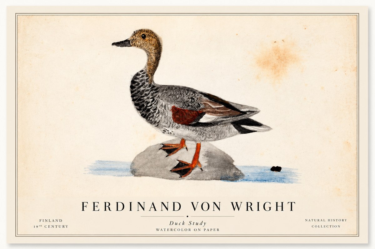 Ferdinand von Wright Duck on a Rock No2 - Plakat