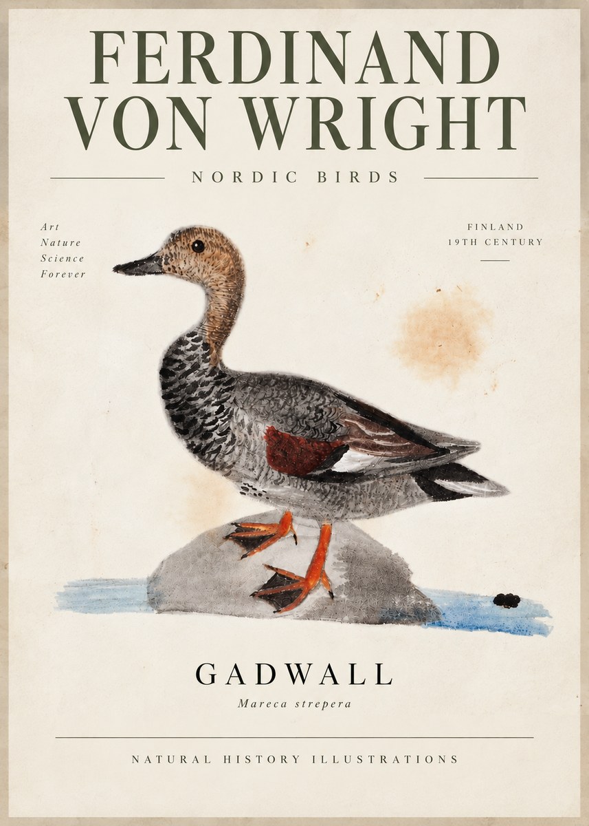 Ferdinand von Wright Duck on a Rock No6 - Plakat