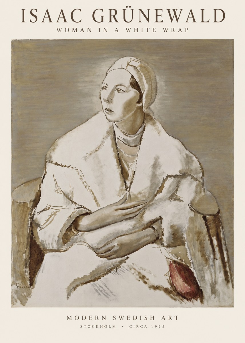 Isaac Grünewald Woman in a White Wrap No1 - Plakat