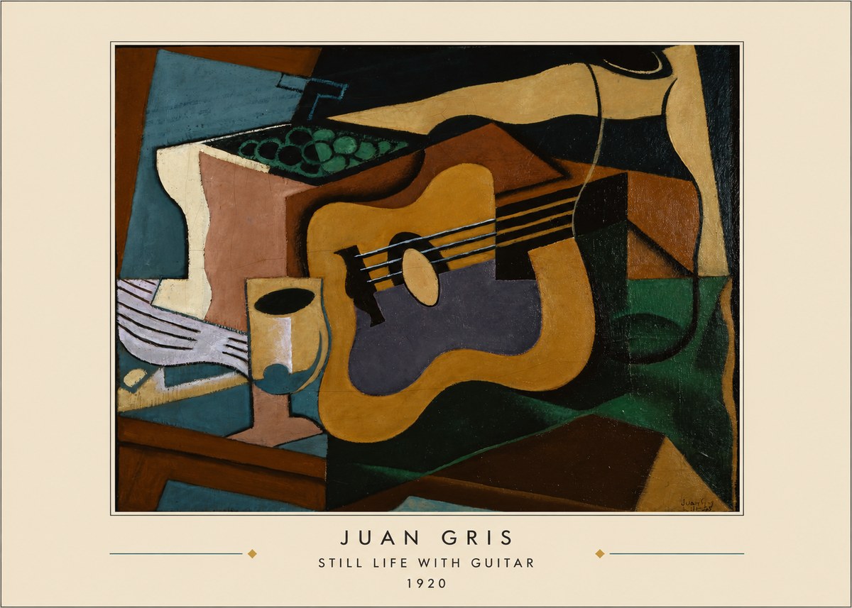 Juan Gris Still Life with Guitar No4 - Plakat
